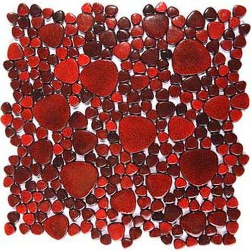 Мозаика Chakmaks Pebble D.302, цвет красный, поверхность глянцевая, квадрат, 290x290