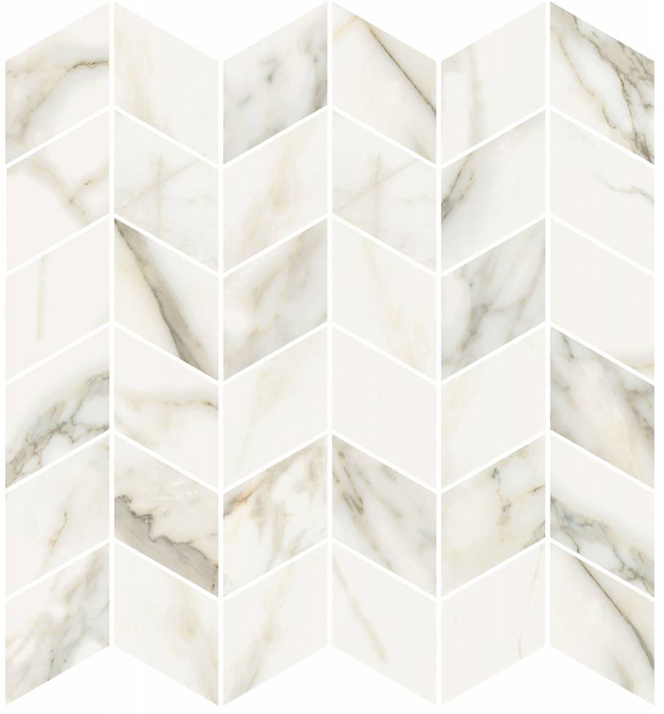 Мозаика Ricchetti Marble Boutique Mosaico Chevron Calacata White Lux, цвет бежевый, поверхность глянцевая, шеврон, 300x300