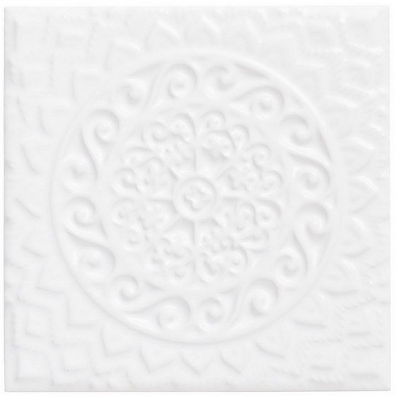 Декоративные элементы Adex ADST4074 Relieve Mandala Universe Snow Cap, цвет белый, поверхность глянцевая, квадрат, 148x148