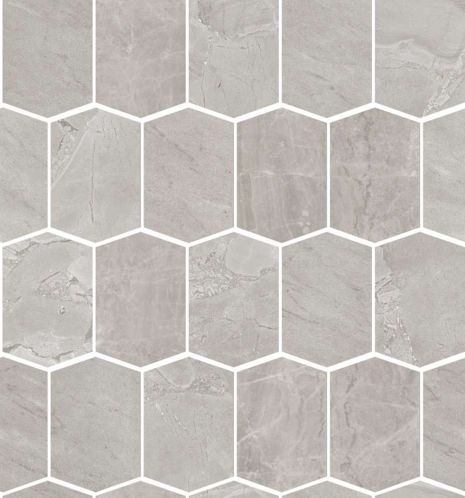 Мозаика Edimax Velvet Mosaico Hexagon Grey ret., цвет серый, поверхность матовая, шестиугольник, 310x350