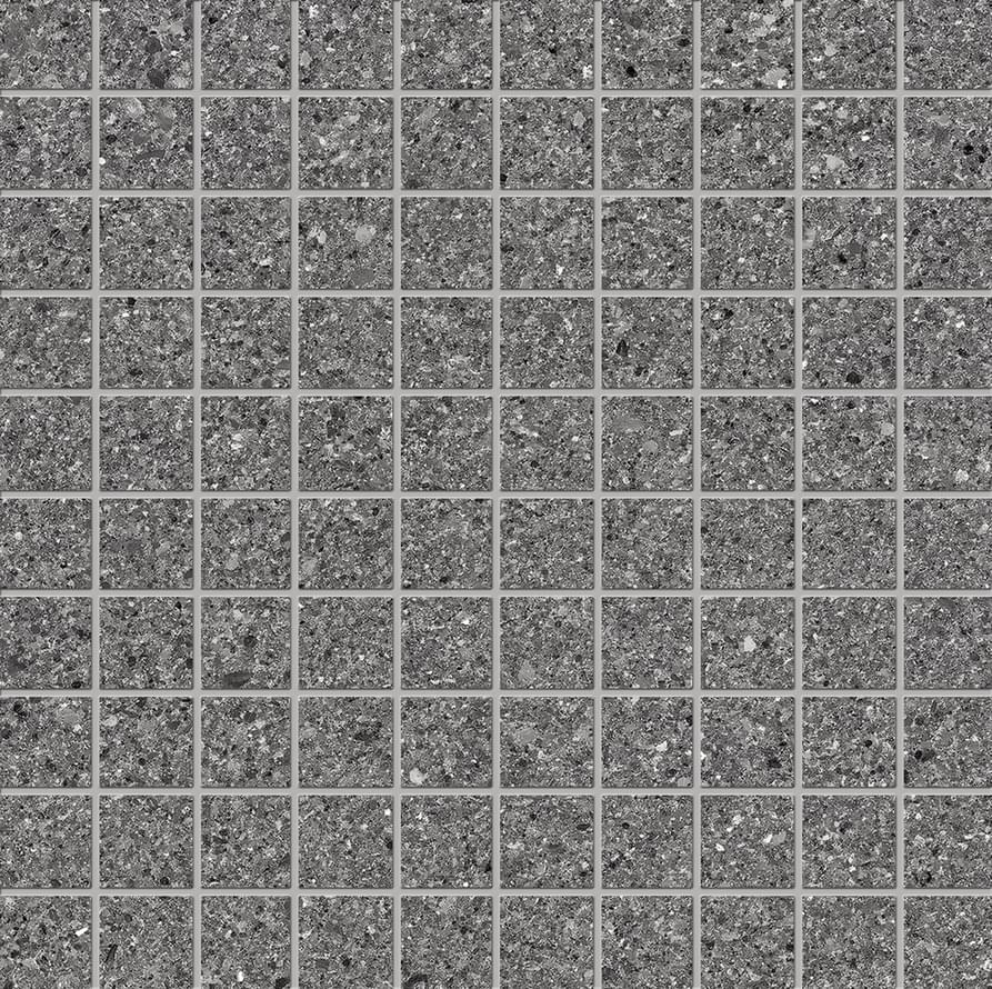 Мозаика Ergon Grainstone Mosaico Fine Grain Dark Naturale E0TF, цвет чёрный, поверхность натуральная, квадрат, 300x300