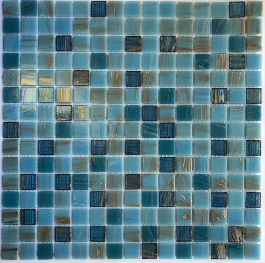 Мозаика Pixel Mosaic Мозаика из стекла PIX108, цвет синий голубой, поверхность глянцевая, квадрат, 316x316