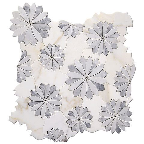 Мозаика Skalini Fiore FIO-2, цвет серый, поверхность глянцевая, квадрат, 300x300