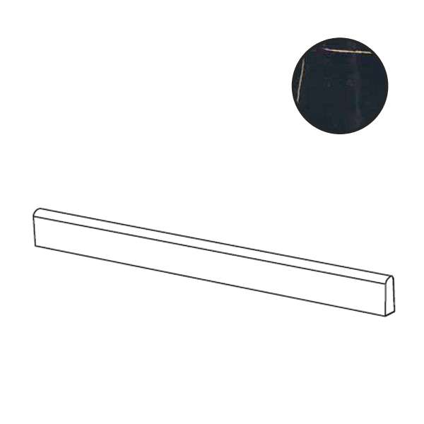 Бордюры Ariana Nobile Battiscopa Port Noir Lux PF60012199, цвет чёрный, поверхность полированная, прямоугольник, 55x1200