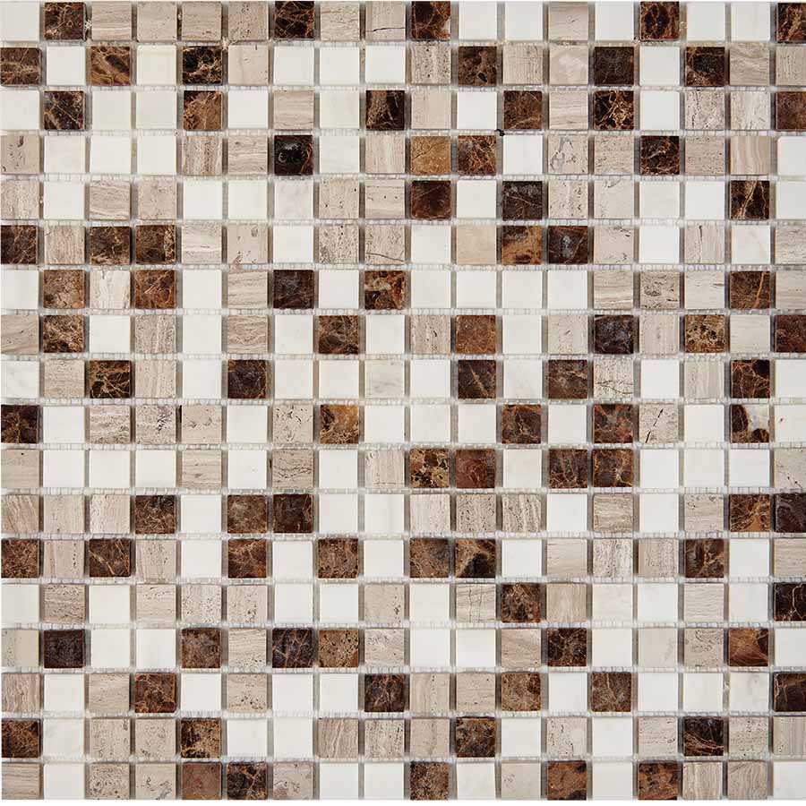 Мозаика Pixel Mosaic PIX277 Мрамор (15x15 мм), цвет бежевый, поверхность глянцевая, квадрат, 305x305