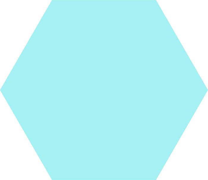 Керамогранит Codicer Basic Hex 25 Aqua, цвет бирюзовый, поверхность матовая, прямоугольник, 250x220