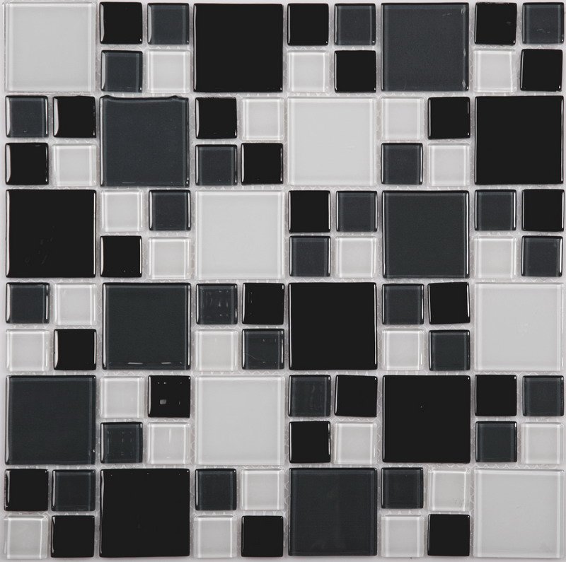 Мозаика NS Mosaic JF-202, цвет чёрно-белый, поверхность глянцевая, квадрат, 300x300