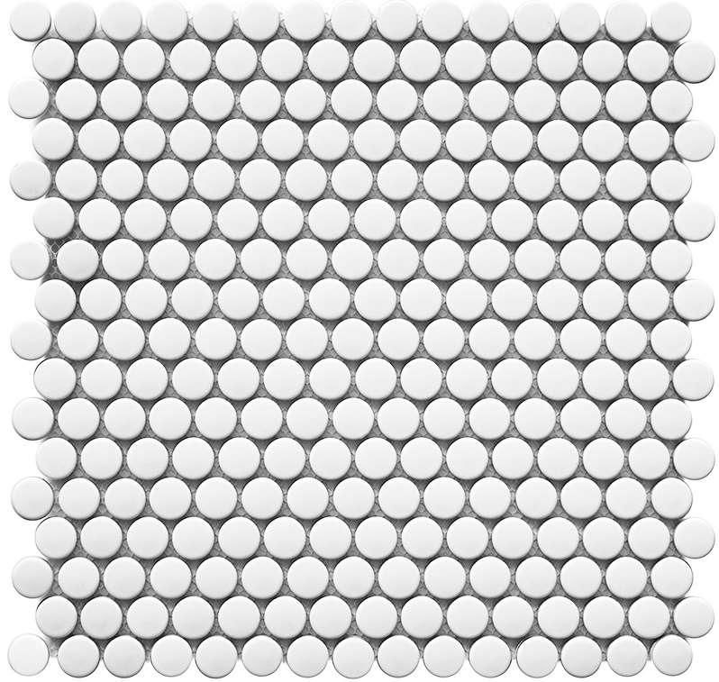 Мозаика Starmosaic Homework Penny Round White Matt, цвет белый, поверхность матовая, прямоугольник, 309x315