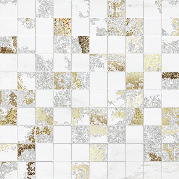Мозаика Brennero Venus Mos. Q Solitaire Mix White Tess. Lapp., цвет белый, поверхность лаппатированная, квадрат, 300x300