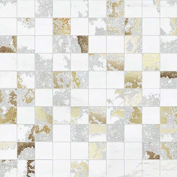 Мозаика Brennero Venus Mos. Q Solitaire Mix White Tess. Lapp., цвет белый, поверхность лаппатированная, квадрат, 300x300
