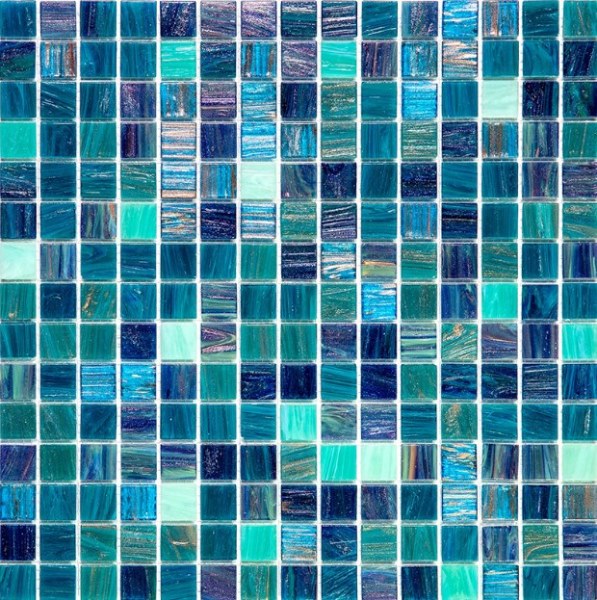 Мозаика Alma Mosaic Растяжки 20 Salvia(m) MIX 8 (последний микс), цвет синий бирюзовый, поверхность глянцевая, прямоугольник, 327x327