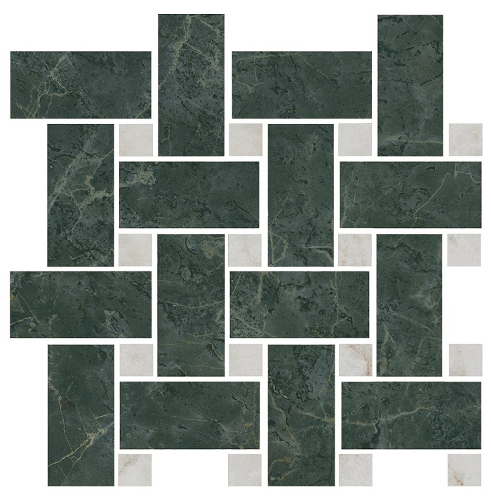 Мозаика Kerama Marazzi Серенада Декор Мозаичный Зеленый Лаппатированный T038\SG6542, цвет серый чёрный, поверхность лаппатированная, квадрат, 320x320
