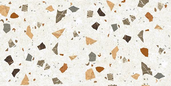 Керамогранит Orinda Terrazzo Satin, цвет белый разноцветный, поверхность сатинированная, прямоугольник, 600x1200