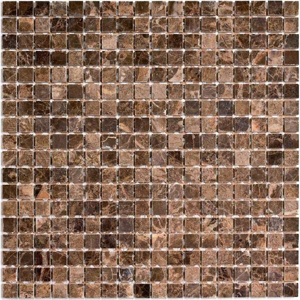 Мозаика Pixel Mosaic Dark Emperador PIX304, цвет коричневый тёмный, поверхность глянцевая, квадрат, 305x305