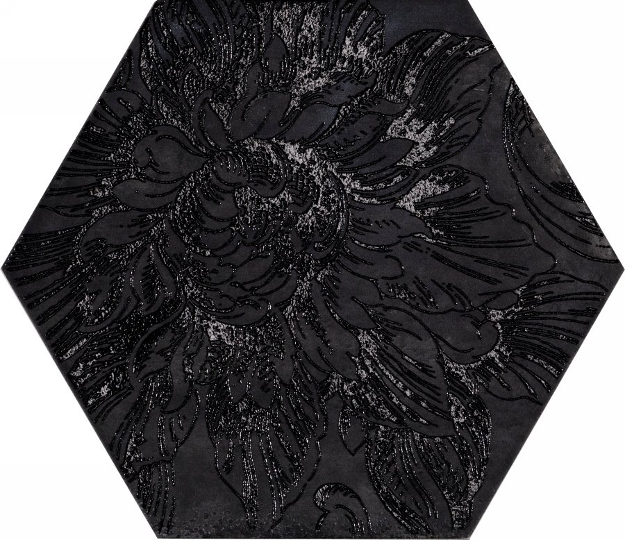 Декоративные элементы Cir Fuoritono Esagona Fuoridamasco Nero S/6 1073736, цвет чёрный, поверхность матовая, шестиугольник, 240x277