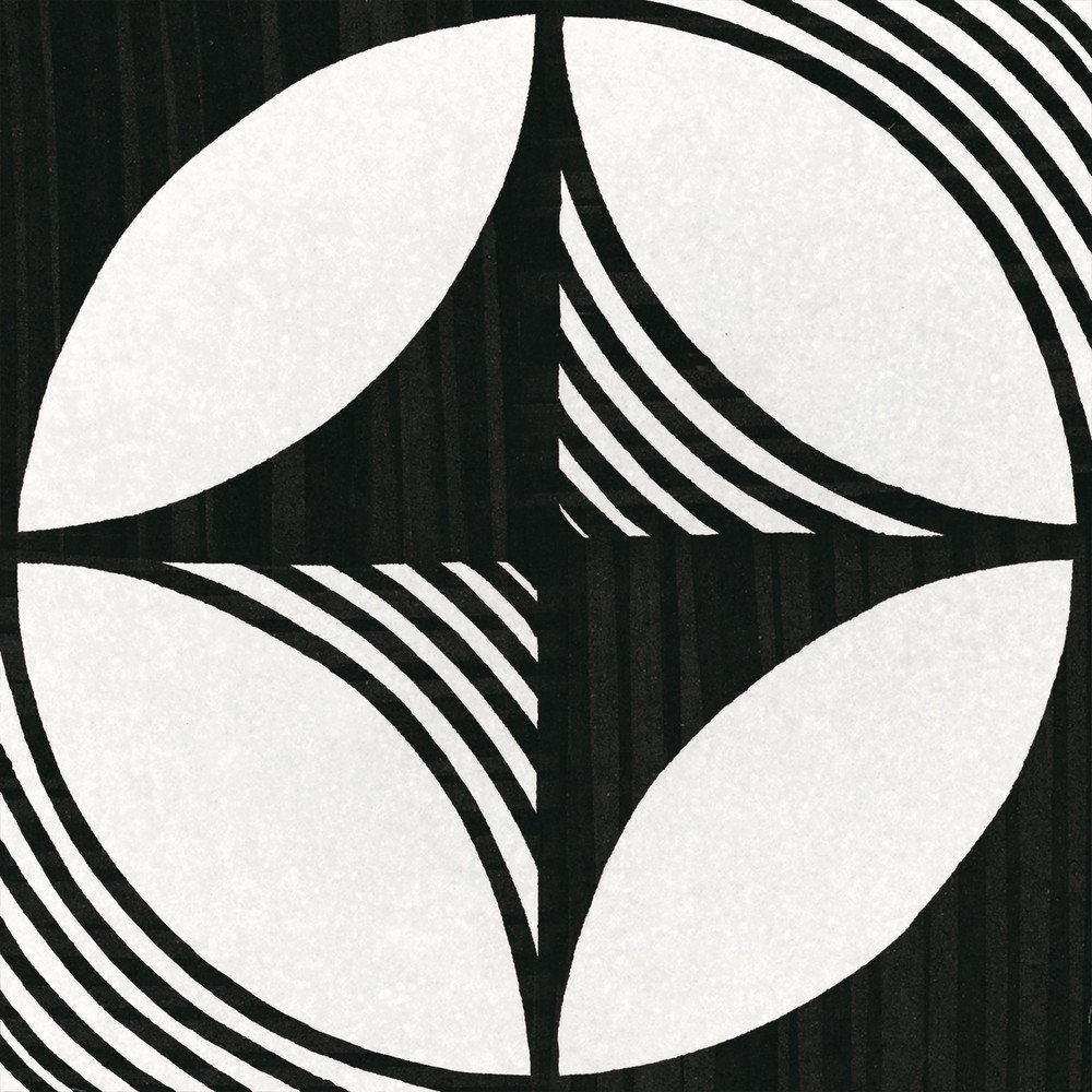Керамогранит Equipe Caprice Compass B&W Deco 22123, цвет чёрно-белый, поверхность матовая, квадрат, 200x200