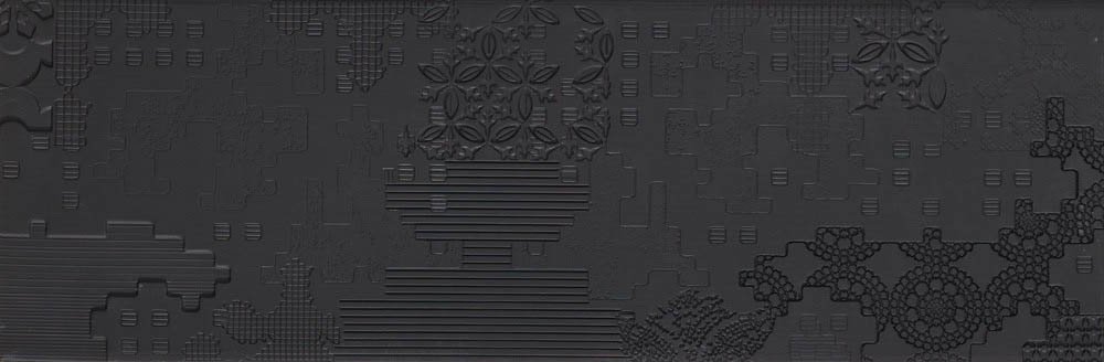 Керамогранит Mutina Patchwork relief Nero PUBP02, цвет чёрный, поверхность матовая, прямоугольник, 180x540