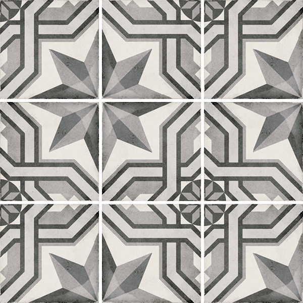 Декоративные элементы Equipe Art Nouveau Cinema Grey 24414, цвет чёрно-белый, поверхность матовая, квадрат, 200x200