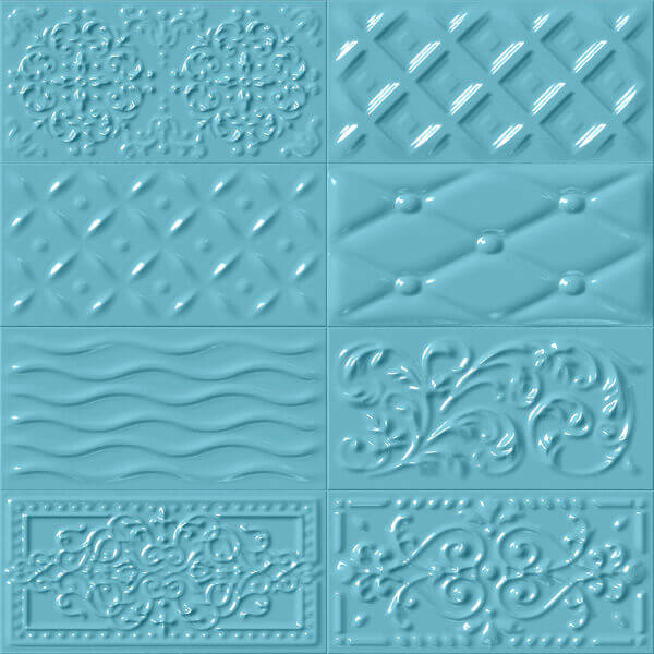 Декоративные элементы Vives Rivoli Raspail Celeste, цвет голубой, поверхность глянцевая, кабанчик, 100x200