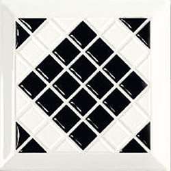 Декоративные элементы Tonalite Diamante Kyoto Nero, цвет чёрно-белый, поверхность глянцевая, квадрат, 150x150