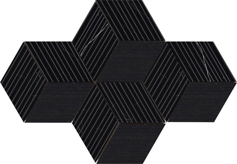 Мозаика Piemme Majestic Cube Royal Nero Nat 02646, цвет чёрный, поверхность 3d (объёмная), квадрат, 300x300