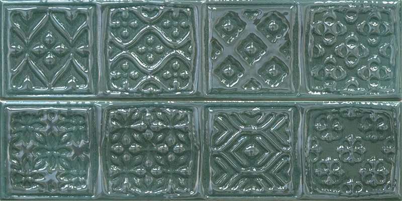 Панно Cifre Opal Composicion Rodia Emerald, цвет бирюзовый, поверхность глянцевая, прямоугольник, 150x300