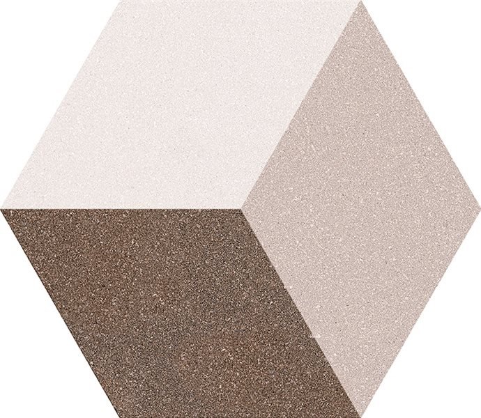 Керамогранит Azulejos El Mijares Odesa Hex, цвет коричневый, поверхность матовая, квадрат, 225x259