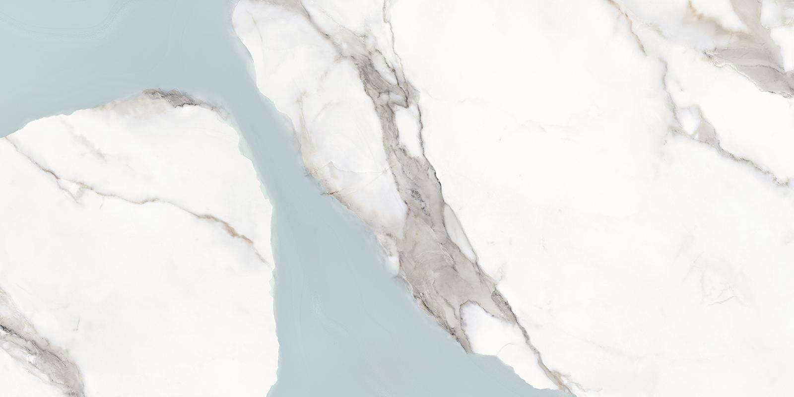 Керамогранит Provenza Unique Marble Ambra Calacatta Regale Lappato EKT4, цвет белый серый голубой, поверхность лаппатированная, прямоугольник, 600x1200
