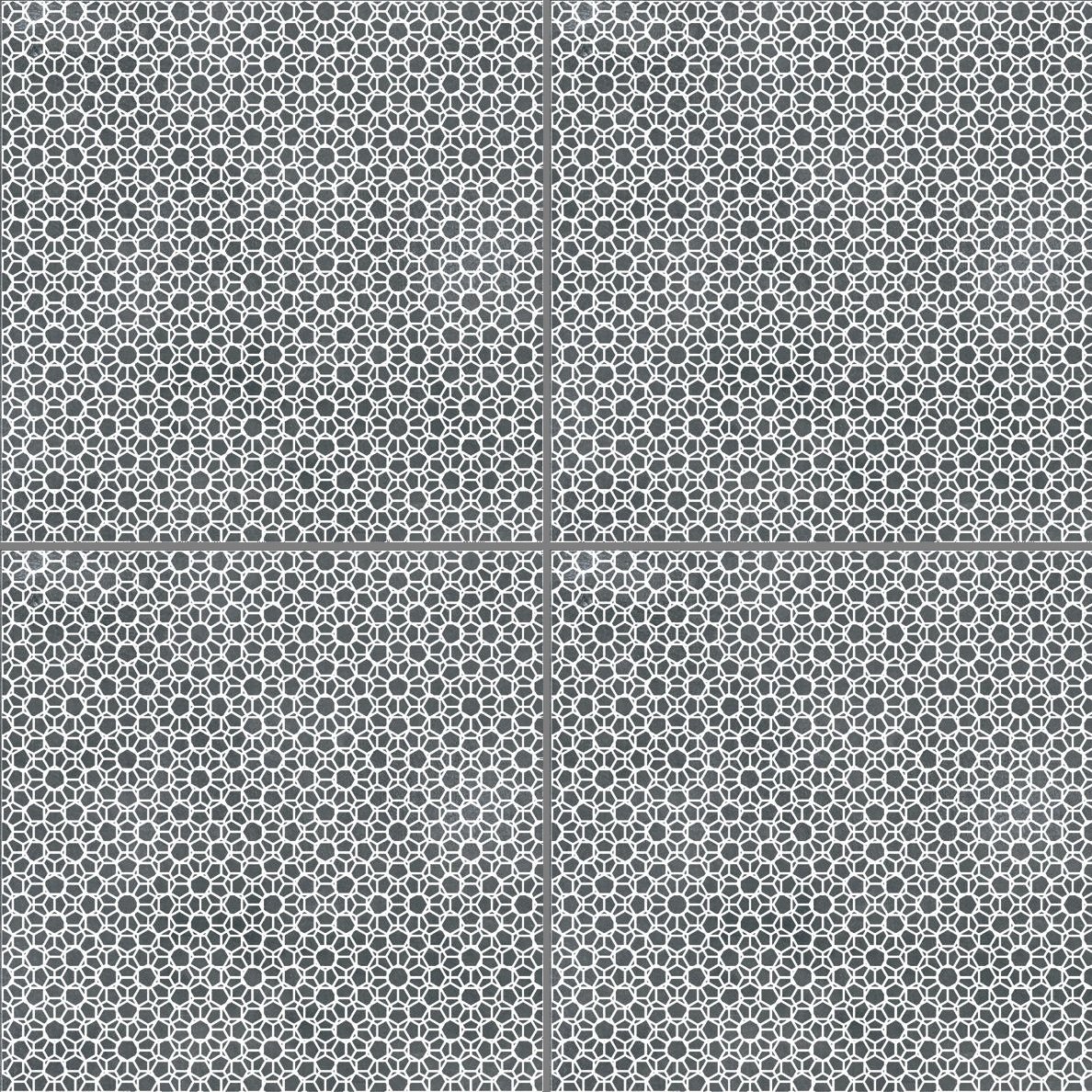 Керамогранит Mutina Azulej Renda Nero PUA42, цвет серый, поверхность матовая, квадрат, 200x200