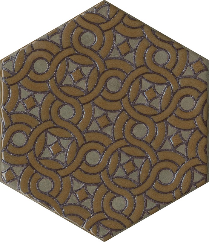 Декоративные элементы Kerama Marazzi Гроссето декор коричневый VT\B559\SG23041N, цвет коричневый, поверхность матовая, шестиугольник, 200x231