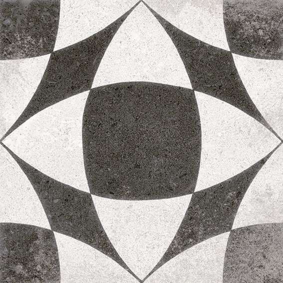 Декоративные элементы Vives Nassau Berkane Negro, цвет чёрно-белый, поверхность матовая, квадрат, 200x200