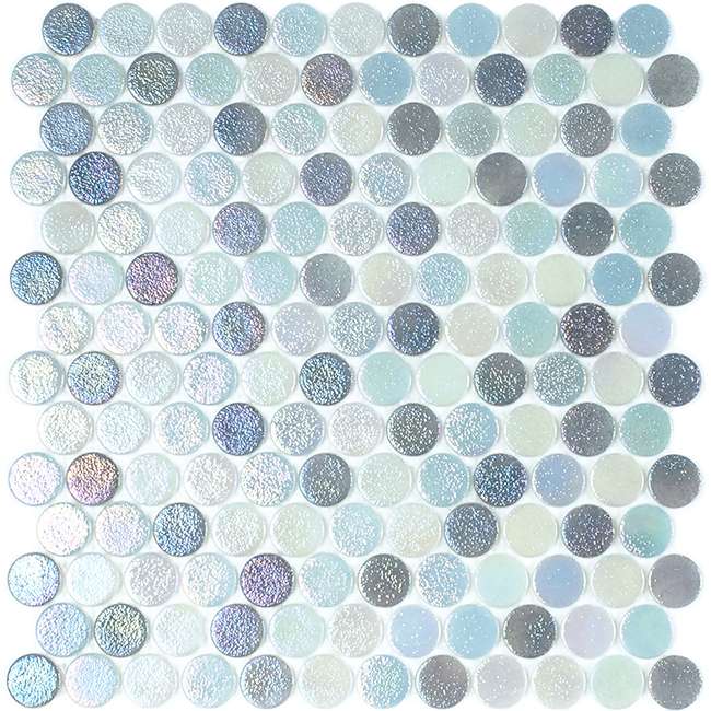 Мозаика Vidrepur Circle Aqua Black Mix, цвет голубой, поверхность глянцевая, квадрат, 300x300