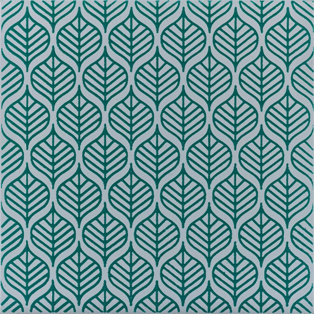 Керамогранит Ornamenta Terra Mia Foglie TM2020F0, цвет бирюзовый, поверхность матовая, квадрат, 200x200