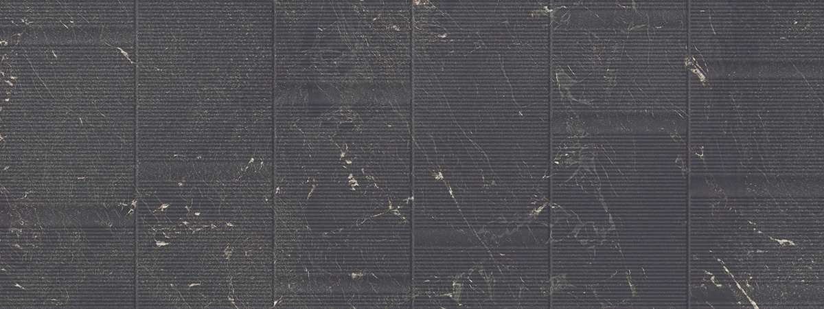 Керамическая плитка Porcelanosa Nolita Brooklyn Marquina 100330269, цвет чёрный, поверхность матовая 3d (объёмная), прямоугольник, 450x1200