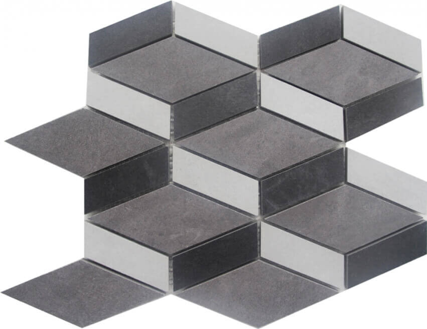 Мозаика Abita Moda Mosaico 3D Gris-Anthracite-Noir, цвет серый, поверхность матовая 3d (объёмная), прямоугольник, 260x300