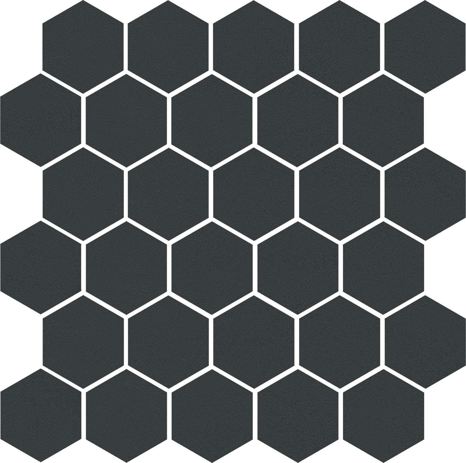Мозаика Kerama Marazzi Агуста черный натуральный из 30 частей 63001, цвет чёрный, поверхность натуральная, шестиугольник, 297x298