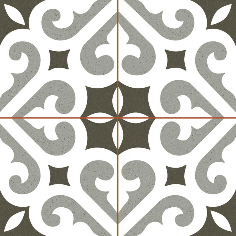 Керамическая плитка Dvomo Timeless Thornbury, цвет чёрно-белый, поверхность матовая, квадрат, 450x450