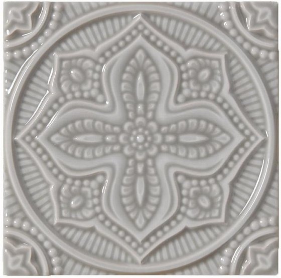 Декоративные элементы Adex ADST4073 Relieve Mandala Planet Graystone, цвет серый, поверхность глянцевая, квадрат, 148x148