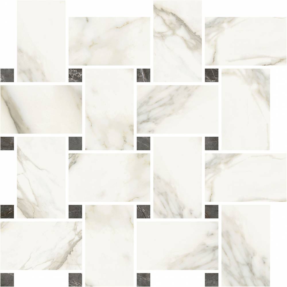 Мозаика Ricchetti Marble Boutique Mosaico Chesterfield Calacatta White Lux, цвет бежевый, поверхность глянцевая, прямоугольник, 305x317