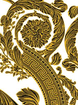 Декоративные элементы Versace Alphabet Decori Bianco-Oro Mix 48930, цвет белый золотой, поверхность глянцевая, прямоугольник, 145x194