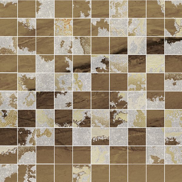 Мозаика Brennero Venus Mos. Q Solitaire Mix Visone Tess. Lapp., цвет коричневый, поверхность лаппатированная, квадрат, 300x300