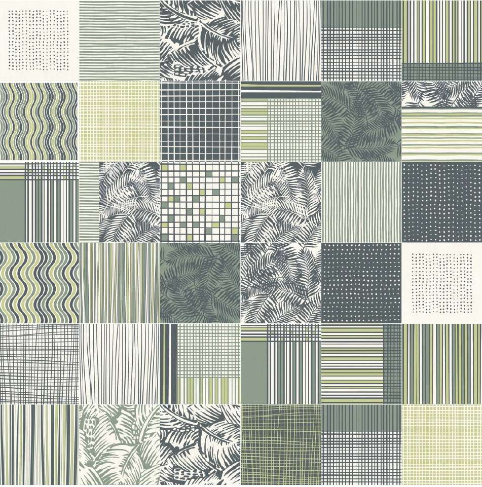 Декоративные элементы Savoia Colors Textile Green S19121DET, цвет зелёный, поверхность глянцевая, квадрат, 216x216