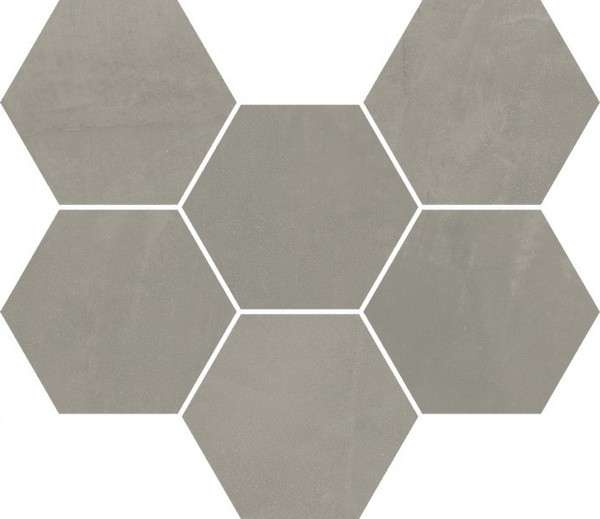 Мозаика Italon Continuum Iron Mosaico Hexagon 620110000189, цвет серый, поверхность матовая, шестиугольник, 250x290