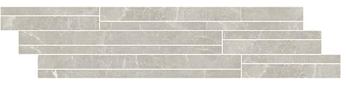 Мозаика Cerim Exalt Silver Light Modulo Listello Sfalsato Mix 760949, цвет серый, поверхность лаппатированная натуральная, прямоугольник, 150x600