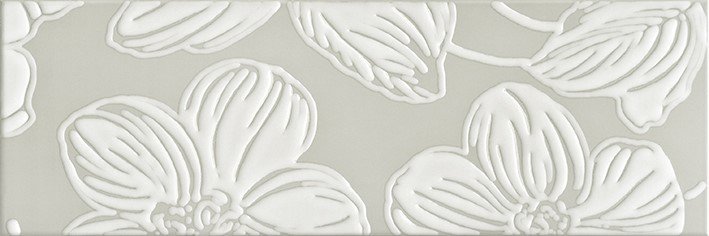 Декоративные элементы Domino Anya Decor Flower Grey, цвет серый, поверхность глянцевая, прямоугольник, 200x600