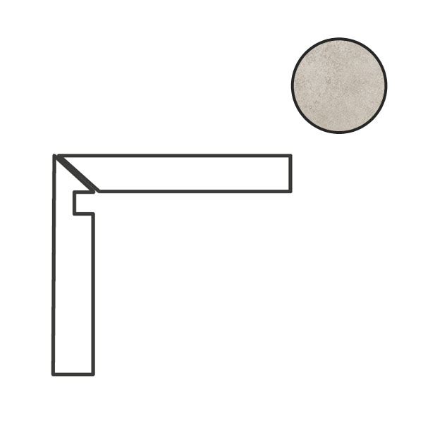 Спецэлементы Cerdomus Concrete Art Battiscala Sx Avorio Matt 97601, цвет бежевый, поверхность матовая, прямоугольник, 48x1200