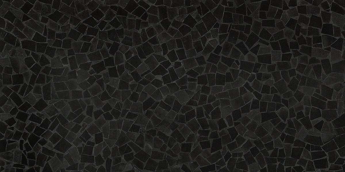 Керамогранит Fap Roma Diamond 150 Frammenti Black Brillante, цвет чёрный, поверхность глянцевая, прямоугольник, 750x1500