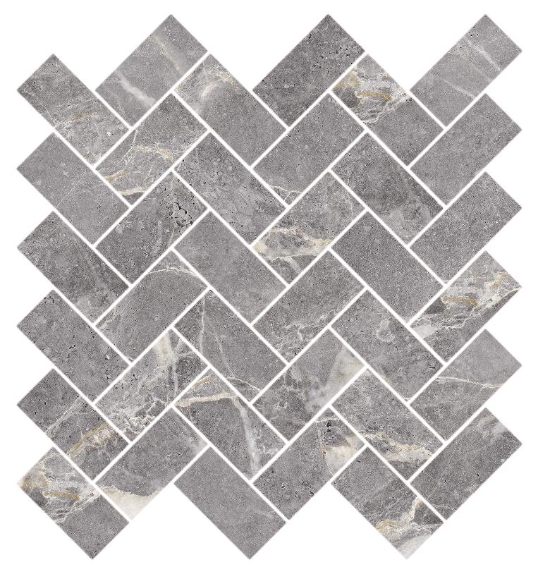 Мозаика Kerranova Marble trend K-1006/LR/m06, цвет серый, поверхность лаппатированная, прямоугольник, 282x303
