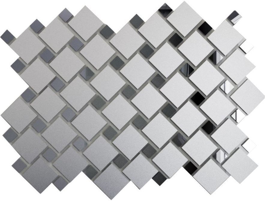 Мозаика ДСТ Мозаика зеркальная Серебро матовое + Графит См70Г30 25х25 и 12х12, цвет серый, поверхность матовая, квадрат, 300x300