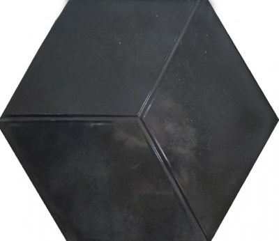 Керамогранит Pamesa Kingsbury Negro, цвет чёрный, поверхность глянцевая, шестиугольник, 198x228